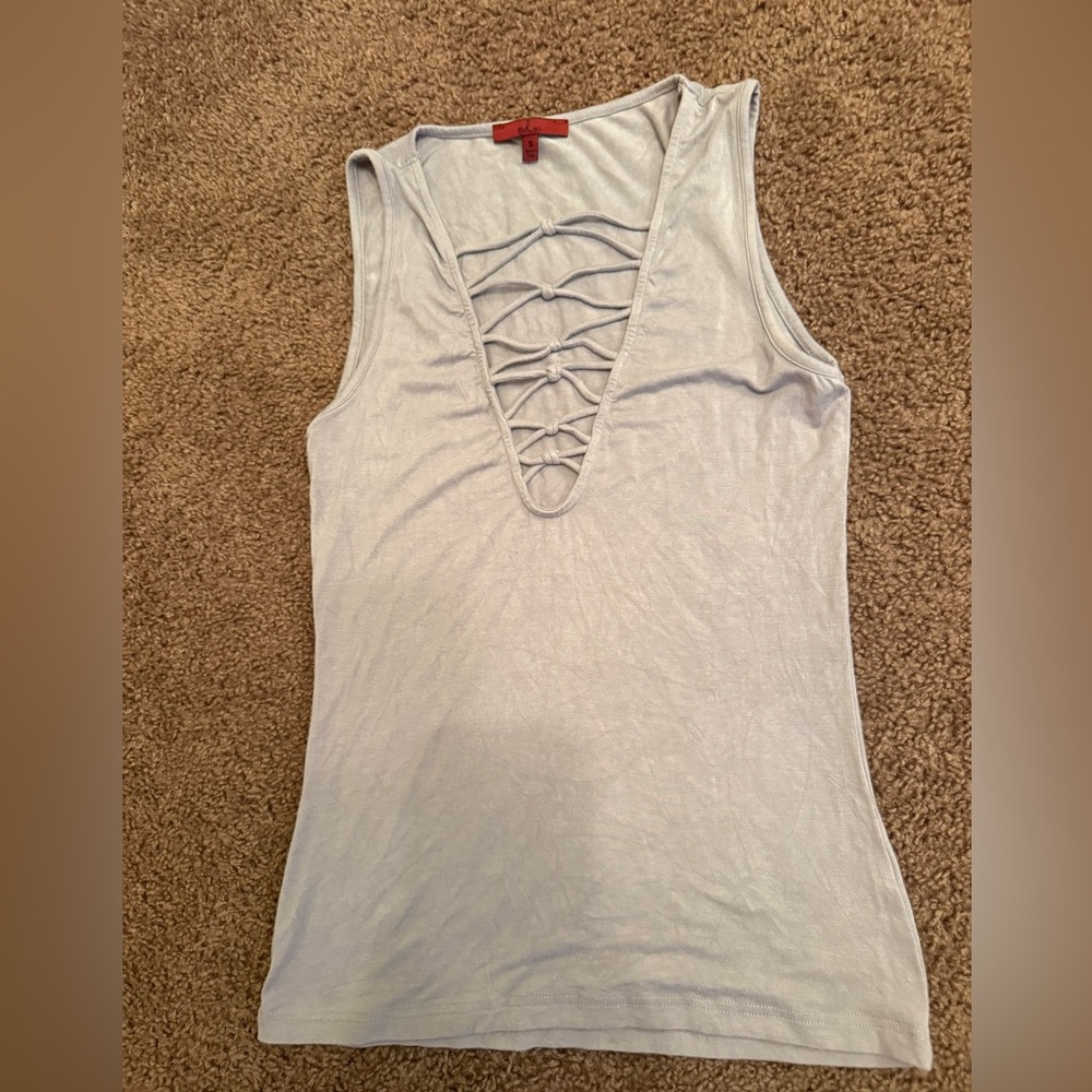 Buckle Light Gray V-Neck Tank Top